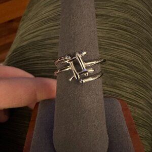 adjustable Aquarius and Gemini Rings silver tone